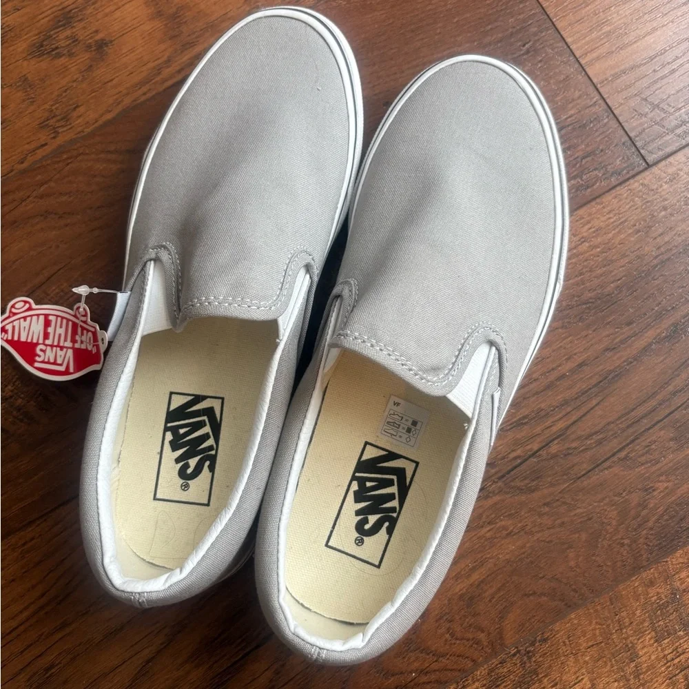 Vans Slip-On Canvas Loafers in Light Gray
